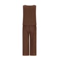 thumbnail image 2 of Aellinatey Women's 2 Piece Outfits Sleeveless Crop Top Vest Wide Leg Pants Linen Cotton Leisure Beach Suit, 2 of 12