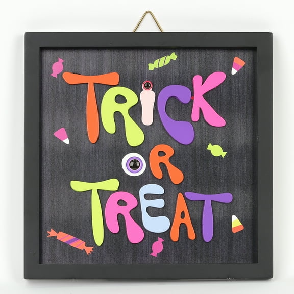 Trick or Treat Framed Wall Decor, Multicolor, 8" x 8", Halloween by Way To Celebrate