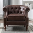 thumbnail image 3 of Chesterfield Brown Faux Leather Button Tufted Traditional Style Accent Chair, 3 of 15