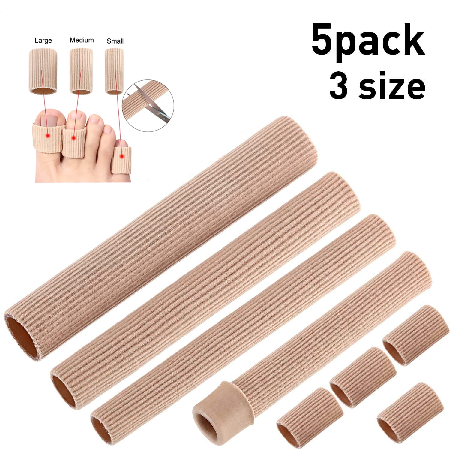 Amerteer Toe Cushion Tube Multi Size Toe Cushion Tube Soft Gel Corn Pad Protectors for Cushions