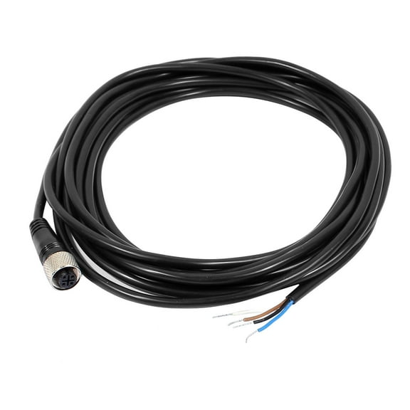 M12 Female Straight 4 Pins Connector Aviation Socket Electrical Cable 5M