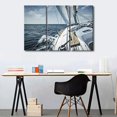 thumbnail image 4 of TISHIRON 3PCS Framed Sailing Boat Canvas Wall Art Set,42"x28" Sailboat Sailing at Sea Horizon Canvas Art Decor, 4 of 7