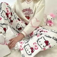 thumbnail image 4 of Hello Kitty Pajama Pants Cat All Over Print Flannel Sleep Pajamas Pants Christmas Home Pants,M, 4 of 7