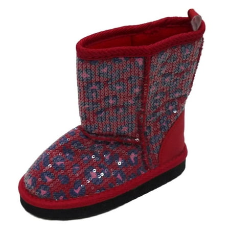 Truly Scrumptious Toddler Girls Red Leopard Print Sequin Boots