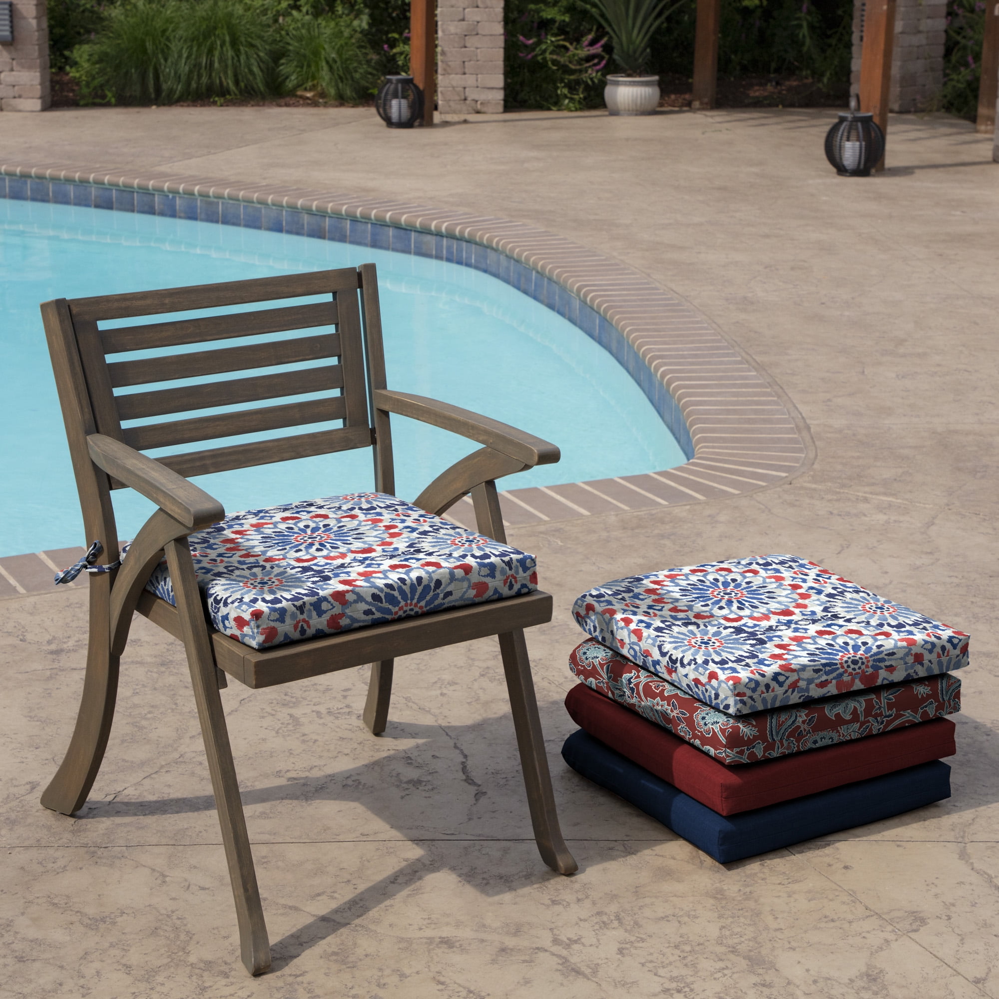 ARDEN Outdoor Seat or Rocking Chair Cushion, 19 x 18, Water Repellent, Fade Resistant, Clark Blue