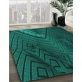 thumbnail image 3 of Ahgly Company Machine Washable Indoor Round Transitional Dark Cyan Green Area Rugs, 4' Round, 3 of 7