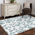 thumbnail image 5 of 2.7x5 Area Rugs, Teal Blue Green Non-Skid Rubber Backing Large Rectangle Rugs - Living Room Bedroom Home Office, Vintage Farmhouse Boho Flower Leaf Indoor Floor Mat Carpets Washable Rug, 5 of 9