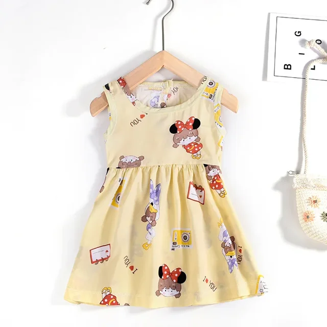 Bébé Filles Robe Sans Manches Mignon Imprimé Dessin Animé Enfants Princesse Robes Coton Enfants Robe Soleil Vêtements Fille Été Plage Vêtements