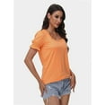 thumbnail image 6 of Tops for Women Summer Casual Ruffle Trim Sleeve Square Neck T Shirts, 6 of 6