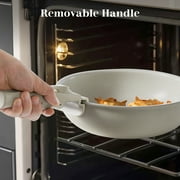 edx 12pcs Non-Stick Cookware Set, Pots and Pans Set with Detachable Handle for Kitchen, Beige