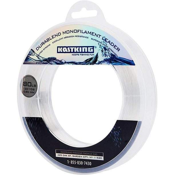 KSCD DuraBlend Monofilament Leader Line - Premium Saltwater Mono Leader  Materials - Big Game Spool Size 120Yds/110M Clear 60 LB (Wound on Spool)  0.70mm 