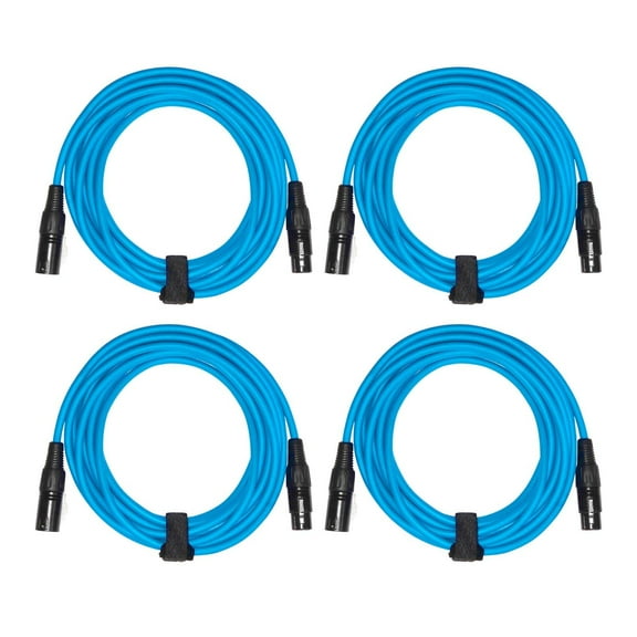 (4) Clutch 20' Blue Sure-Fit XLR Female to XLR Male Microphone / Speaker Cables Package