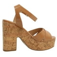 thumbnail image 3 of Soda Women's Criss Cross Ankle Strap Chunky Cork Platform Heel Color: Tan, Size: 5.5, 3 of 5
