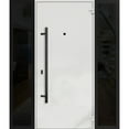thumbnail image 5 of Front Exterior Prehung Steel Door / Deux 6078 Black Enamel / 2 Side Exterior Windows Sidelites/ Entry Metal Modern Painted W16+36+16" x H80" Left hand Inswing, 5 of 6