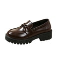 thumbnail image 2 of Viluyesy Womens Loafers Chunky Platform Bow Slip On Round Toe Comfortable Non Slip Casual Walking Work Shoes Brown Size 6.5, 2 of 7