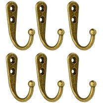 Single Prong Hook Hanger,6 Pack Brass Robe Towel Hooks,Zinc Die Cast by HONSHEN
