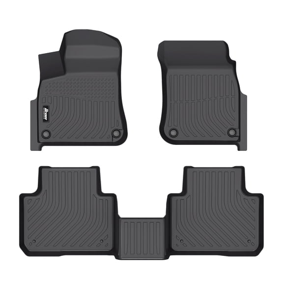 Ikon Motorsports 3D TPE Floor Mats, Compatible with 2019-2025 Porsche Cayenne, All Weather Waterproof Non-Slip Floor Liners, Front & 2nd Row Full Set Interior Accessories, Black