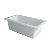 Fine Fixtures Drop In White Soaking small Bathtub, Fiberglass Acrylic Material, 60L x 30W x 19H - Brass Trip Lever Included