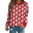 thumbnail image 1 of Chandail en Molleton de Noël pour Femmes Veste Mi-Longue Imprimée Mode Pull Col Rond Chaud Pull de Vacances Xmas Cardigan à Manches Longues, 1 of 4