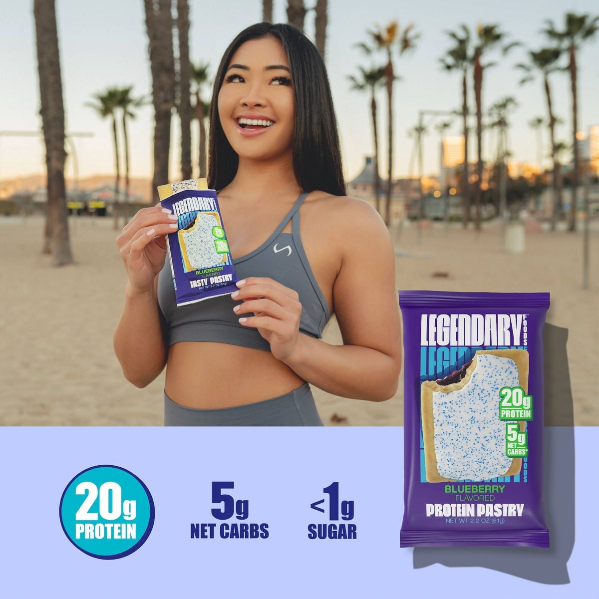 Legendary Foods Gluten Free and Keto Friendly Protein Pastry - Blueberry - 8.6oz/4ct