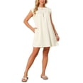 thumbnail image 4 of INSPIRE CHIC Women's Summer Short Tank Dress Cap Sleeve Crewneck Casual Ruched Sundress Loose Shift Tunic Mini Dresses M Beige, 4 of 6