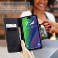 thumbnail image 5 of Dteck Wallet Case for iPhone 15 Plus, Handmade Retro Durable Soft PU Leather Magnetic Closure Flip Anti-Fall Shockproof Case with Kickstand and Card Slots Protective Cover for iPhone 15 Plus, Black, 5 of 5