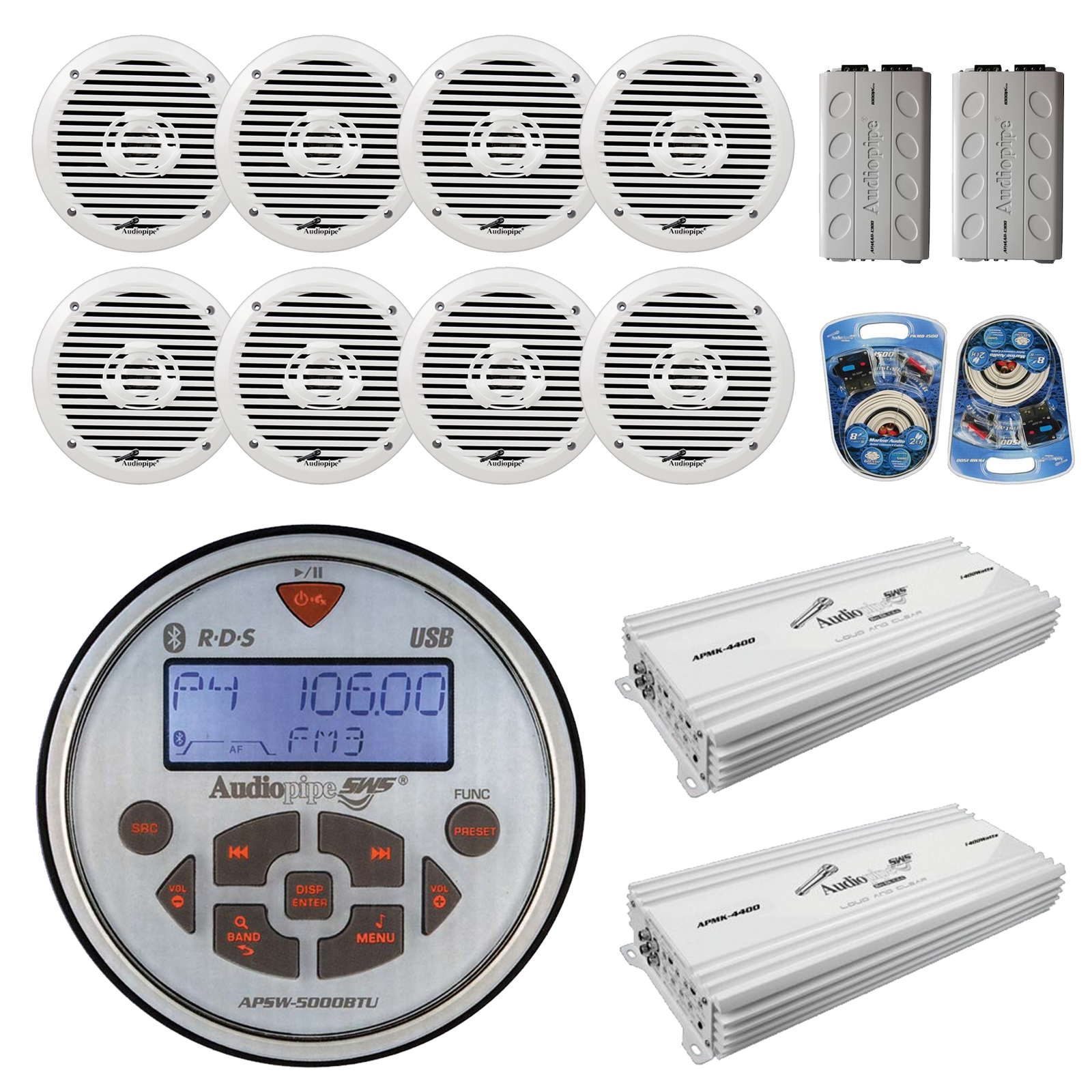 Audiopipe Marine AM FM Head Unit Guage Style Recevier Stereo w