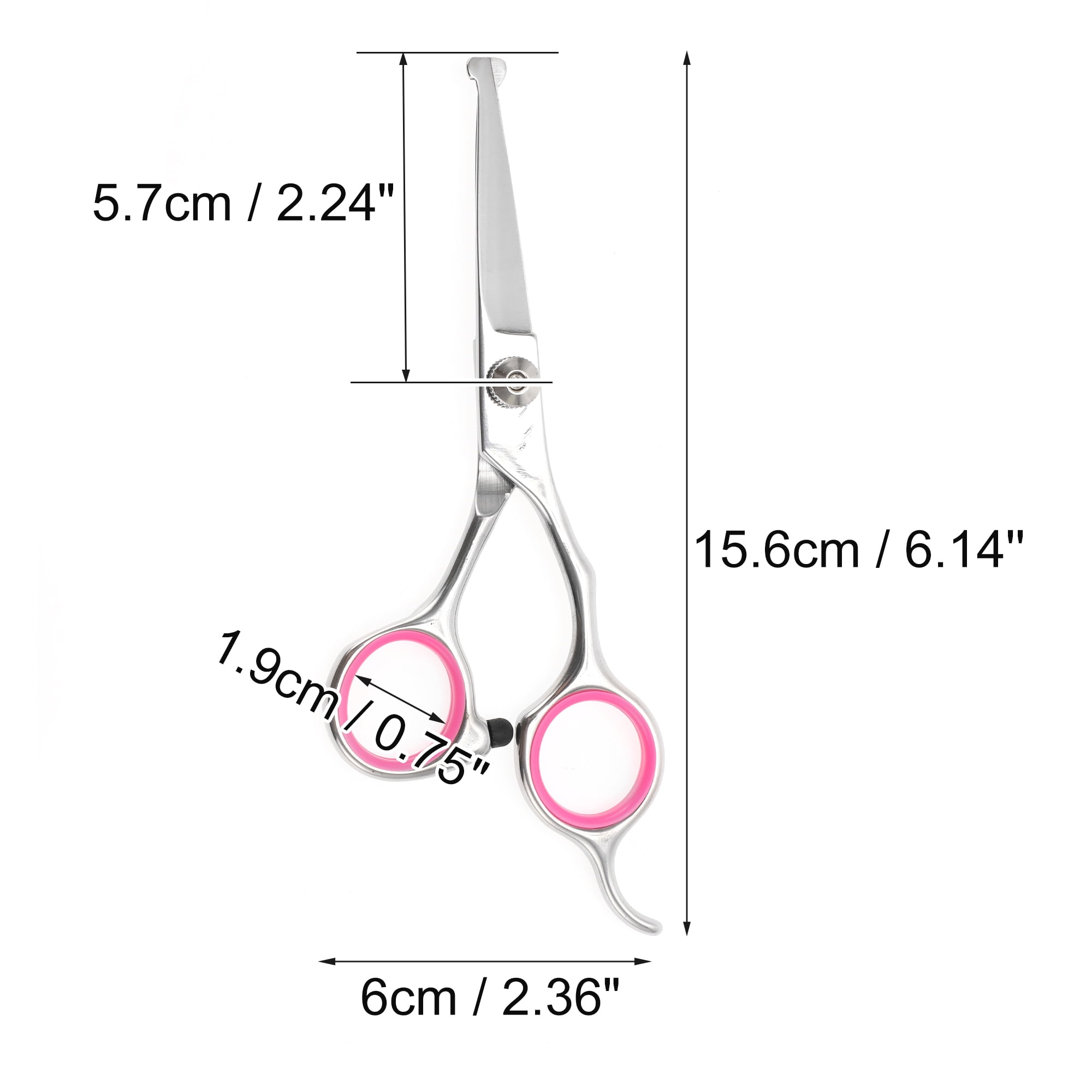 Unique Bargains 1 Pc Round Head Dog Grooming Scissors for Pets 5 Inches Silver Tone Pink