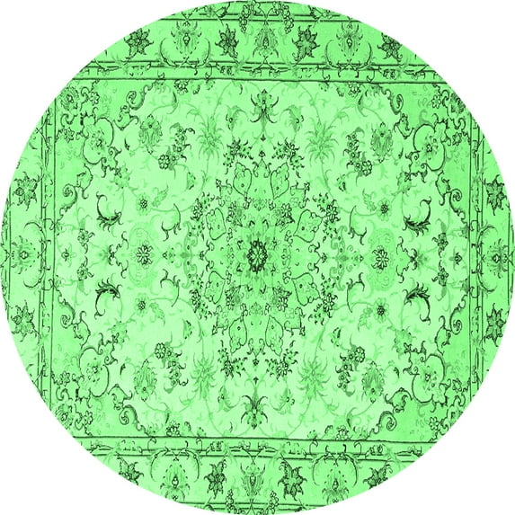 Ahgly Company Indoor Round Persian Emerald Green Traditional Area Rugs, 6' Round
