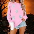 thumbnail image 4 of XSMGTUI Halloween Women's Crew Neck Sweatshirt Long Sleeve Loose Fit Fall Ghost Fall Pumpkin Fashion Tendy Casual Cute Vintage Graphic Soft Comfortable, 4 of 6