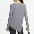 thumbnail image 5 of Aobny Women'S Solid Color Crew Neck Long Sleeve Casual Shirt,Gray,L, 5 of 6