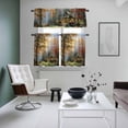 thumbnail image 4 of Fall Forest Kitchen Curtains Sets for Windows 36 Inch Length, Country Pastoral Trees Cabin Nature Scenery Rod Pocket Window Treatments Tier Curtains and Valances Set for Bedroom/Bathroom, 4 of 8