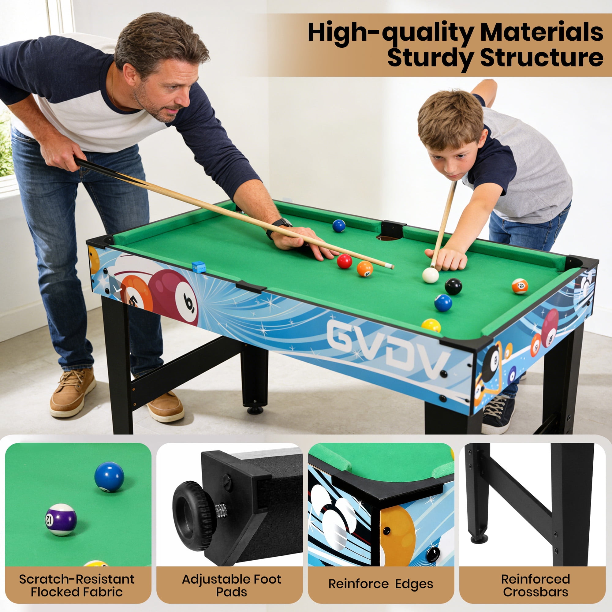 GVDV 12-in-1 Multi Game Table,48"Combo Game Table with Foosball,Billiards,Hockey,Shuffleboard,Bowling,Chess,Poker and More for Party,Game Room