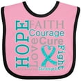 thumbnail image 3 of Inktastic Ovarian Cancer Hope Faith Motto Boys or Girls Baby Bib, 3 of 4