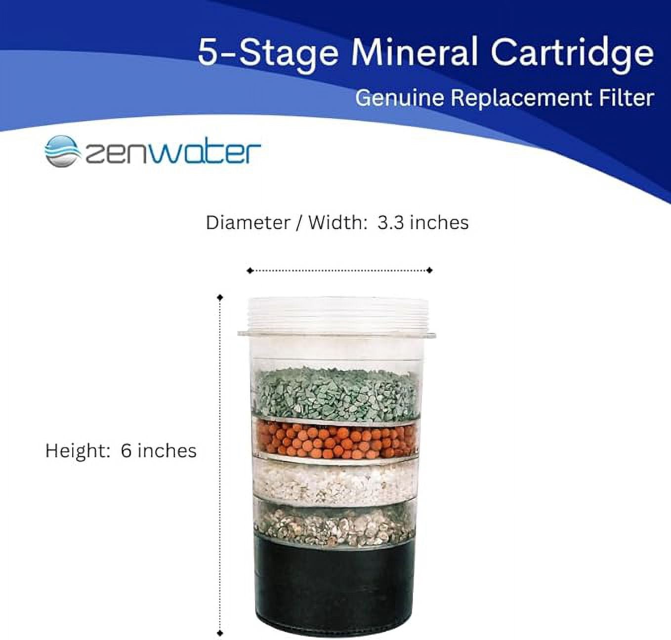 ZENWATER 5-Stage Mineral Cartridge Replacement for Zen Water Countertop Gravity Water Filter System