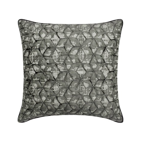 Cushion Cover, Grey 22"x22" (55x55 cm) Throw Pillows, Silk Quilted Jacquard Throw Pillows For Couch, Geometric Pattern Modern Style - Symmetry