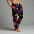 thumbnail image 5 of Men's Drawstring Pocket Cuffed Casual Pants, Romantic Heart Print Valentine's Day Home Sleep Pants for Gift and Holiday,White,3XL, 5 of 8