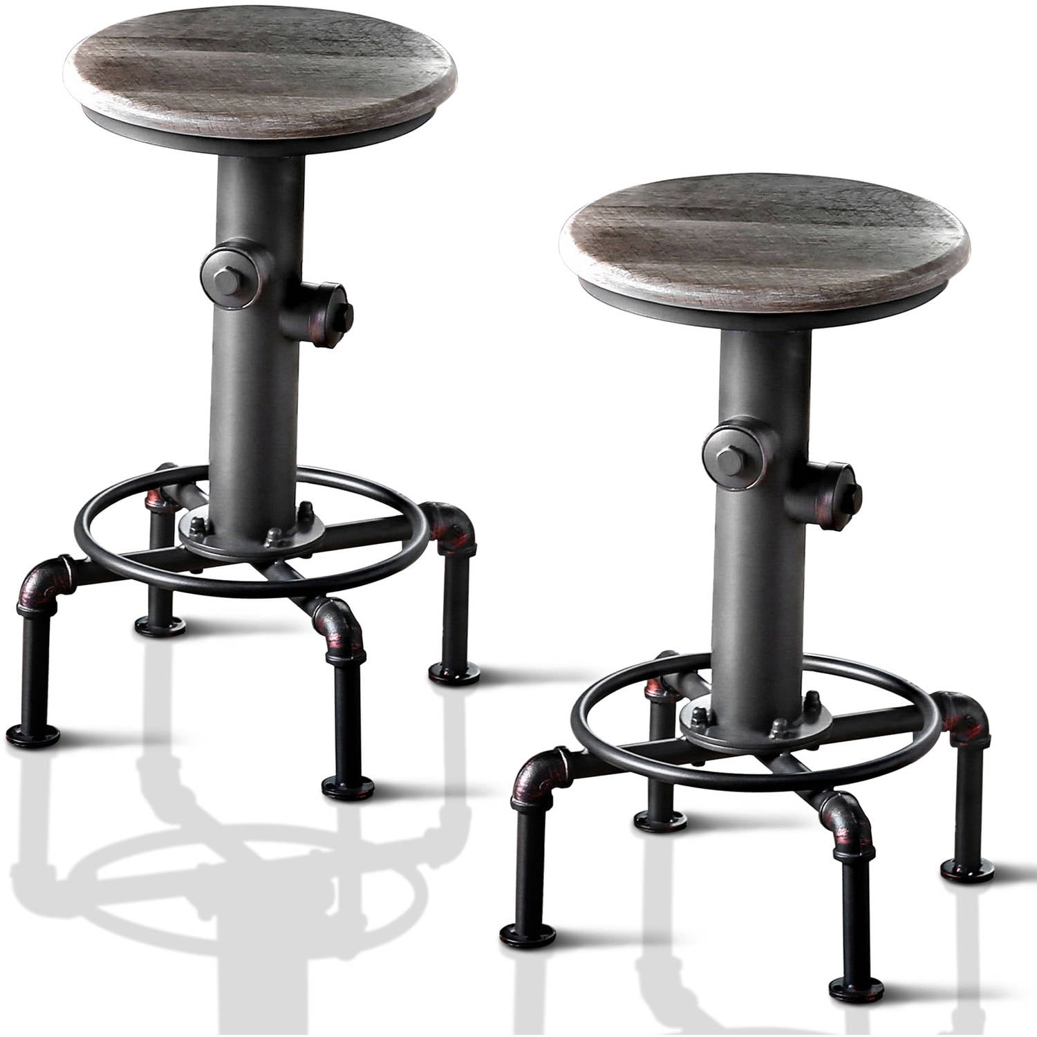 Furniture of America Folley Industrial Counter Stools - Set of 2, Black