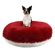 Bessie and Barnie Signature Lipstick / Snow White Luxury Shag Extra Plush Faux Fur Bagel Pet/ Dog Bed