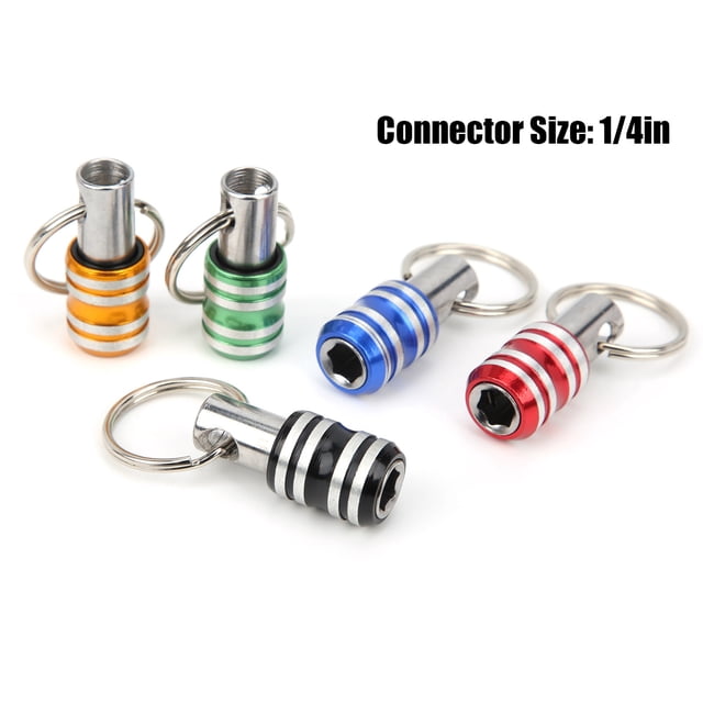 5Pcs Llavero Destornilladores Porta puntas Aleación de aluminio Adaptador de tornillo de taladro de liberación rápida de 3 ranuras 1/4 pulg. Ecomeon no