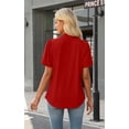 thumbnail image 3 of WIHOLL Womens Summer Tops Puff Sleeve Shirts Mock Neck Pleated Business Work Blouses Casual Summer Workout Outfits, 3 of 11
