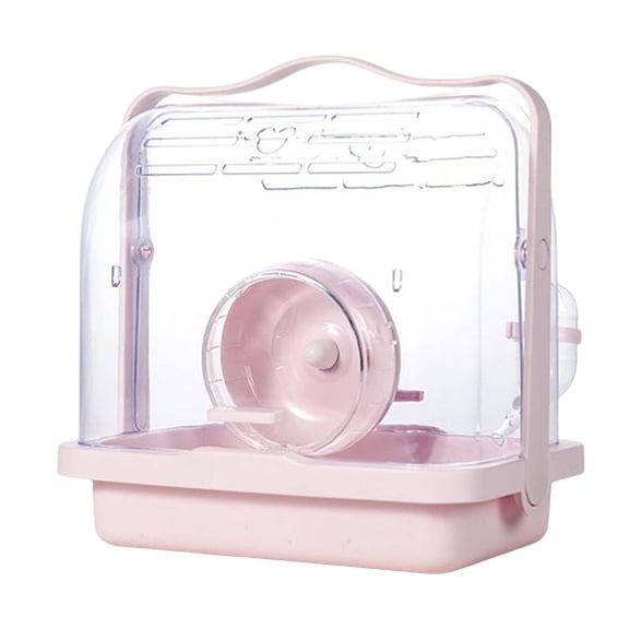 hengtong Hamster Cage Breathable with Exercise Wheel Hamster Mouse Cage Portable Pet Cage Pink
