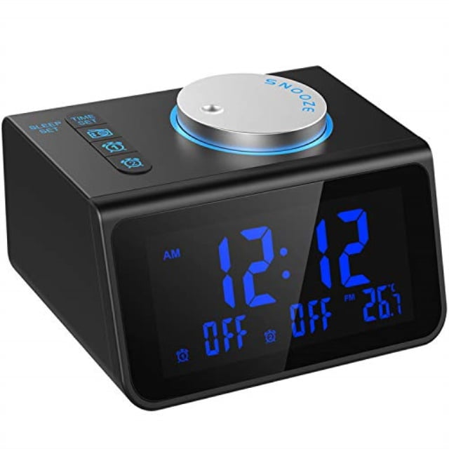 latme-alarm-clock-radio-for-heavy-sleepers w dual alarms,3.2'' digital ...