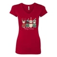 thumbnail image 2 of Wild Bobby Meowy Catmas, Christmas Cat Lover Design Sweater | Holiday Women Junior Fit V-Neck Tee, 2 of 5
