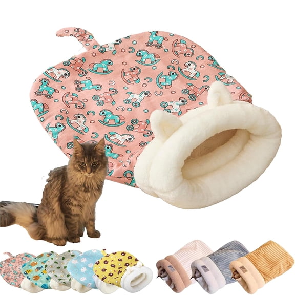 Cozy Pet Nest for Cats and Dogs, House Warm Cave Sleeping Nest Bed for Small Cats and Dogs, Self-Warming Pet Nest Cat Dog Sleeping Bag for Indoor