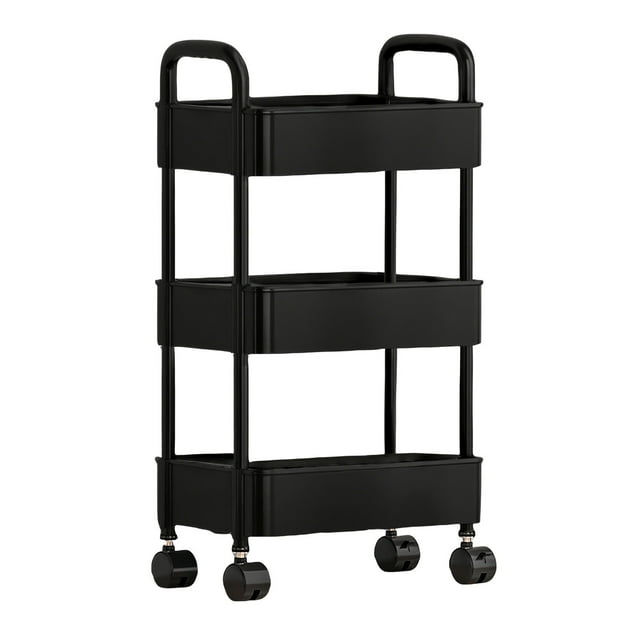 Étagère de Rangement de Cuisine Rangement de Cuisine Voiture 4F Étagère de Rangement Noire avec Main Courante Salle de Bain Toilette Toilette Rangement Voiturecuisine Étagère de Rangement Étagère