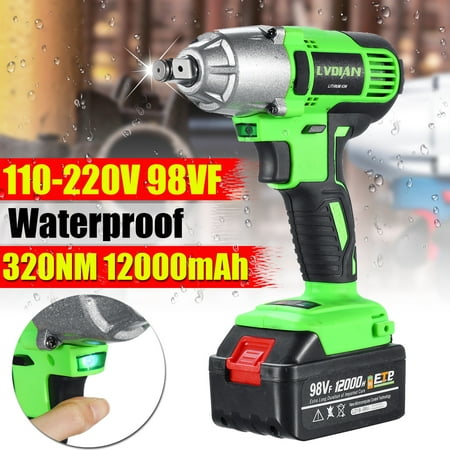 98VF 320NM 12000mAh 110-240V Cordless Electric Impact Wrench Power Drill Screwdriver Hand Tool Sets + LED Light For DIY Home Car
