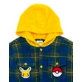 thumbnail image 3 of Pokemon Pikachu Flannel Hooded Shacket Plaid Little Kid to Big Kid, 3 of 5