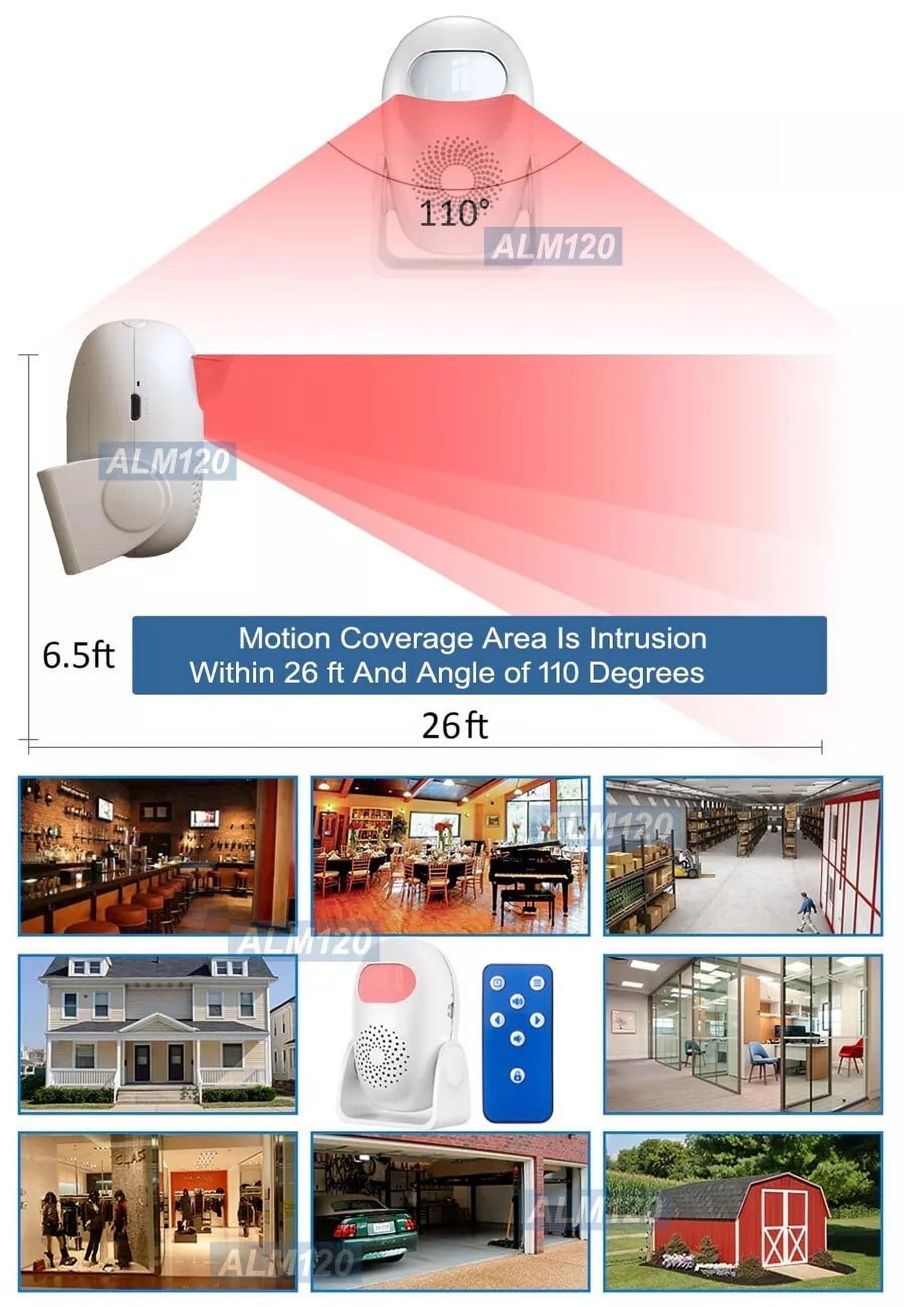 Portable Motion Sensor Alarm Entrance Alert Chime With 125dB Siren Sound And IR Remote