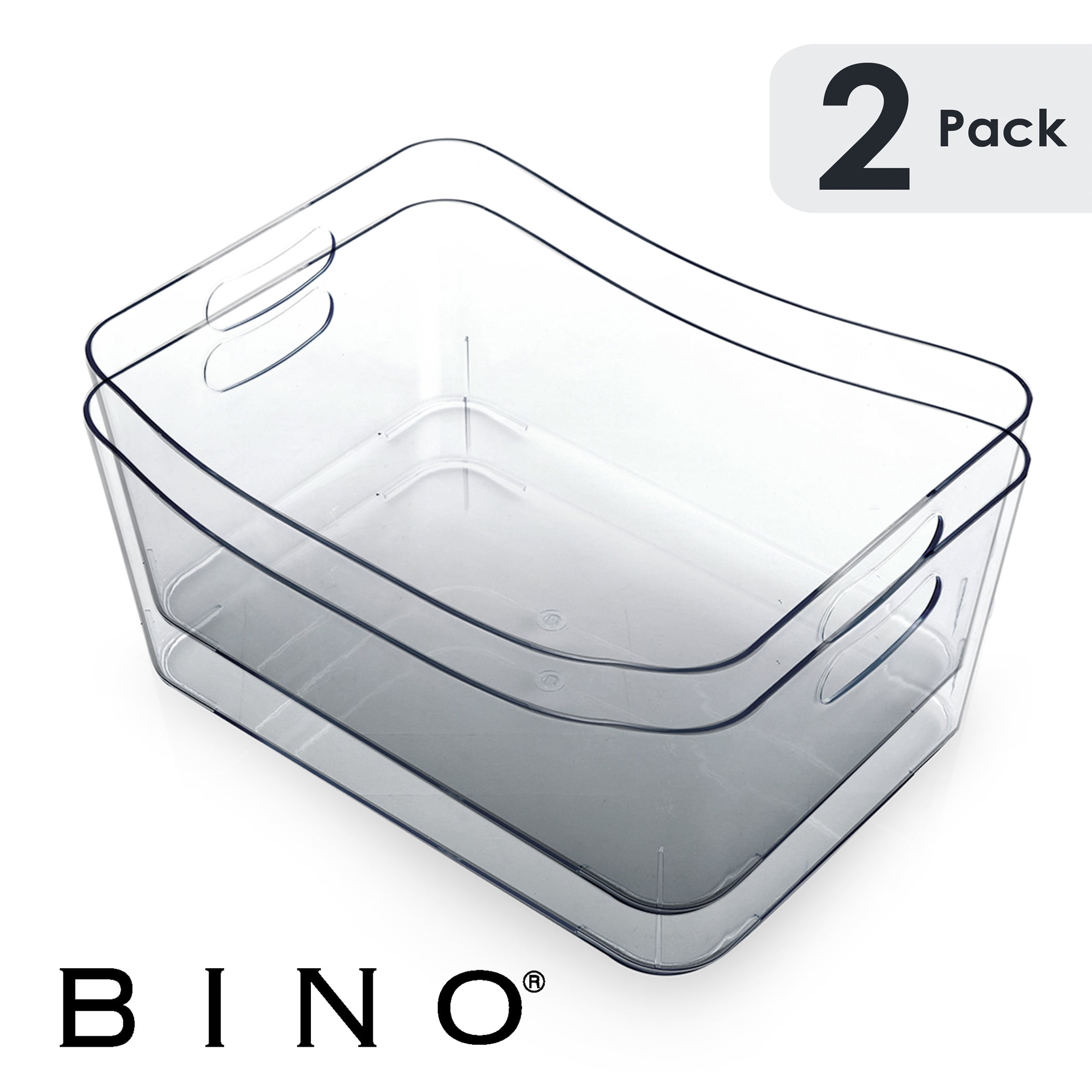 Finders Bino Plastic Organizer Storage Bins With Handles 2 Pack